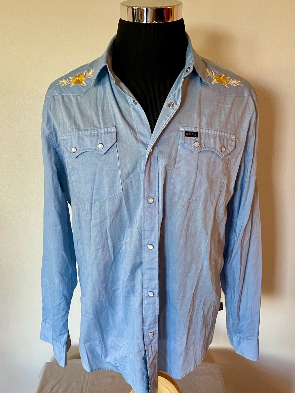Rare Howler Brothers Gaucho Yellow Rose Snapshirt Men’s Large Pearl Snap